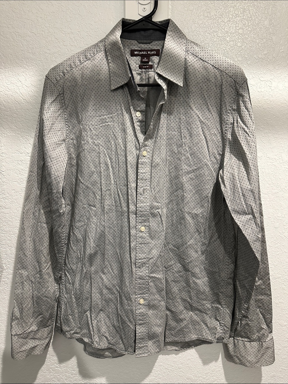 Michael Kors Men's Light Gray Microprint Button-Down Shirt